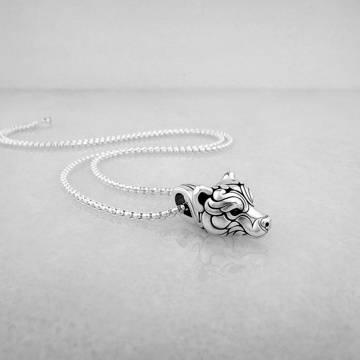 Sterling silver unisex Bear charm necklace