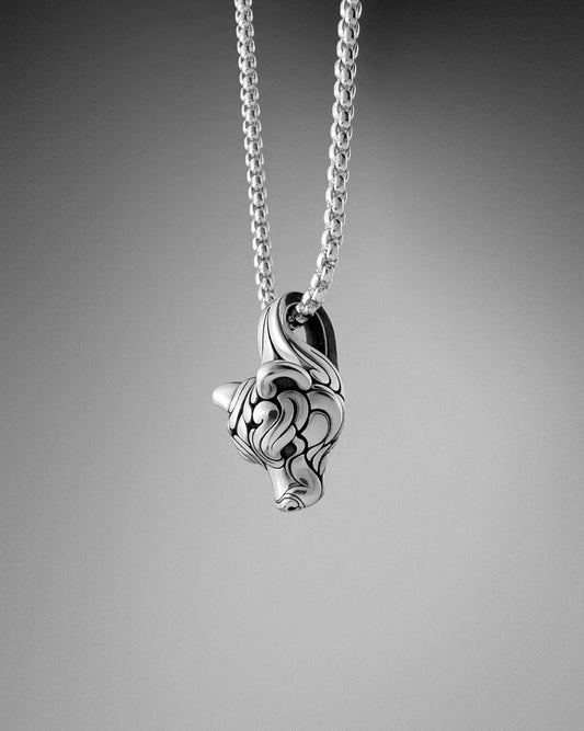 Unique artisan silver Bear pendant necklace