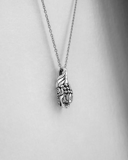 Silver Chinese Guardian Lion charm on rolo chain