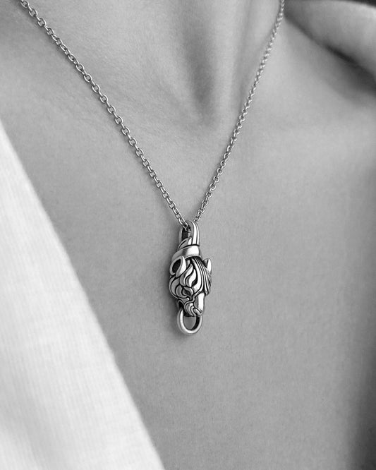 Highly detailed luxury sterling silver Puma pendant