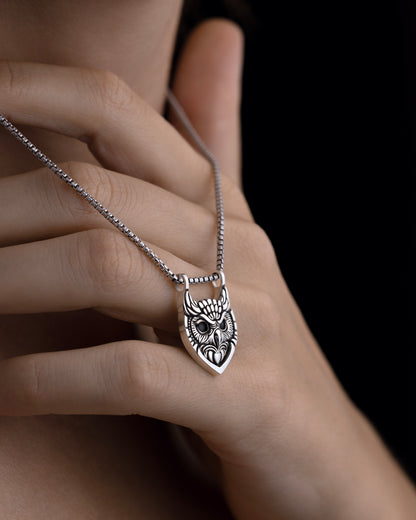 Horned Owl Pendant Necklace