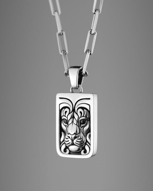 Lioness Rectangle Pendant Necklace