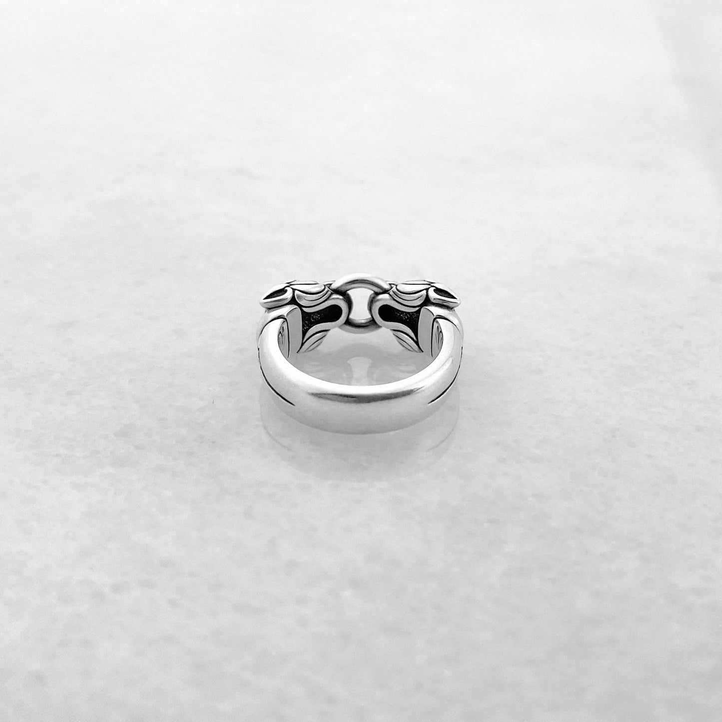 Back view of Art Deco inspired silver Puma ring