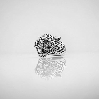 Sterling Silver fierce Oni Tiger knuckle ring