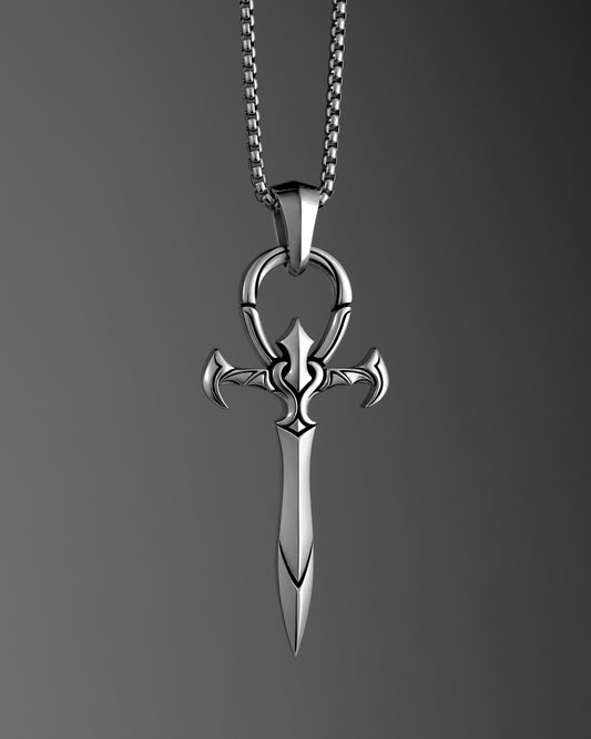 Vampire Ankh Dagger Pendant Necklace