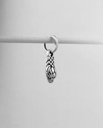 Sterling silver snake head earring