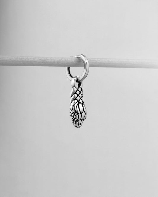 Sterling silver snake head earring