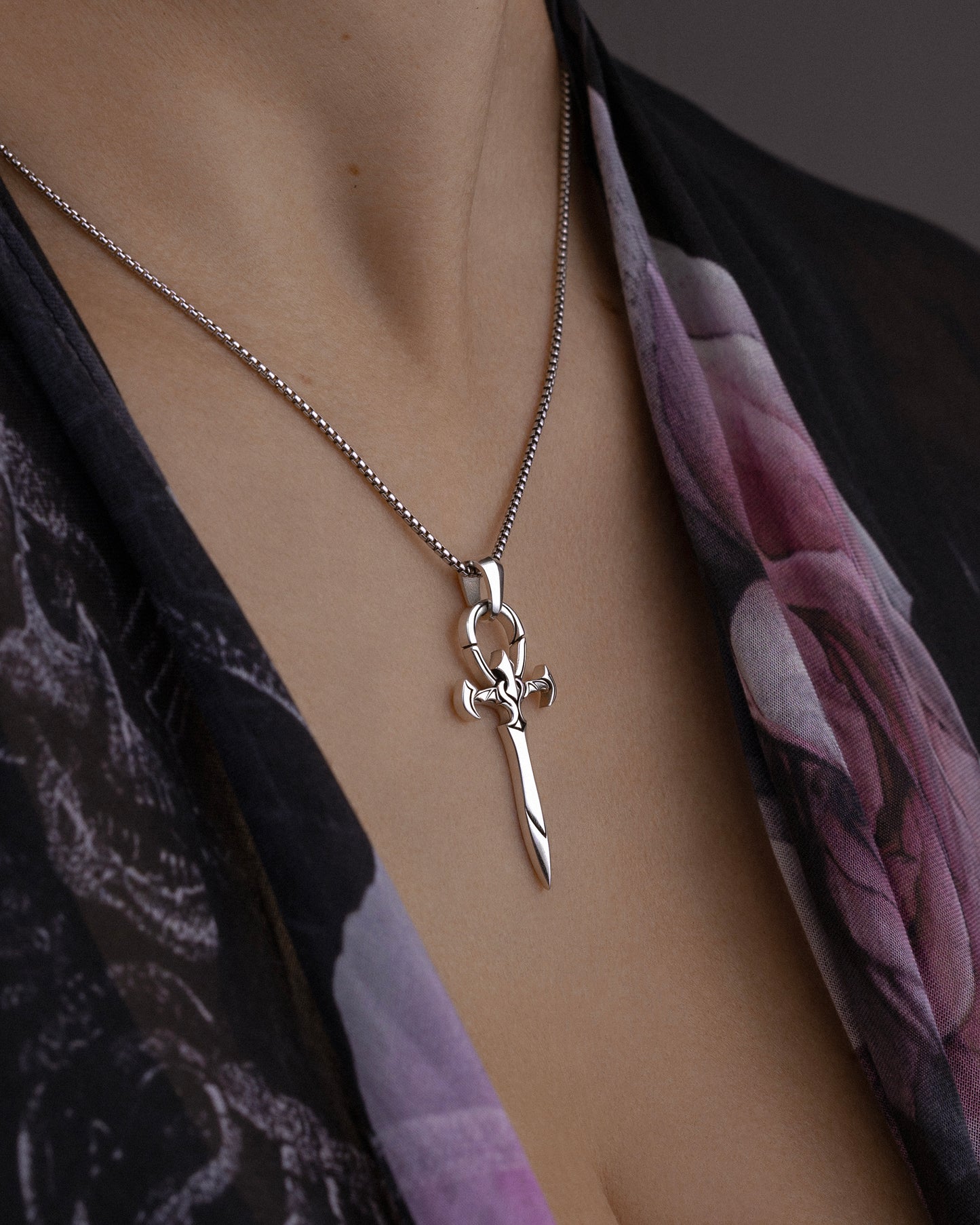 Vampire Ankh Dagger Pendant Necklace