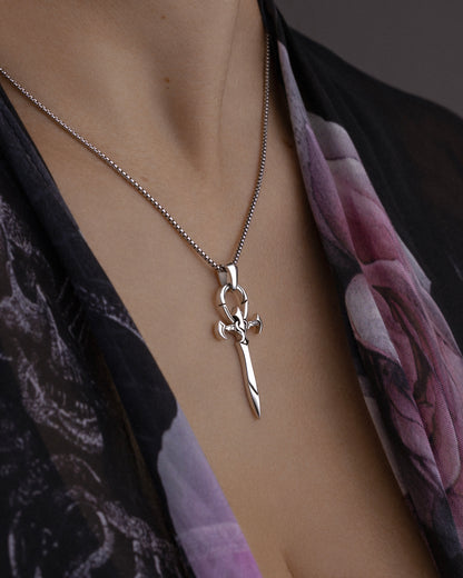 Vampire Ankh Dagger Pendant Necklace