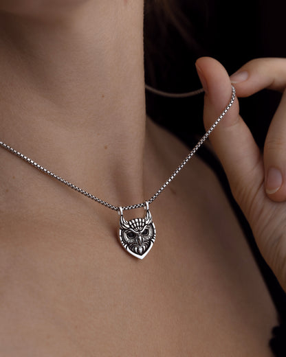 Horned Owl Pendant Necklace